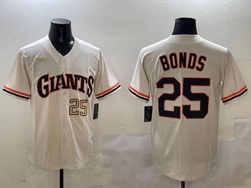 Men San Francisco Giants #25 Bonds Cream Throwback 2025 Nike MLB Jersey style 3->san francisco giants->MLB Jersey